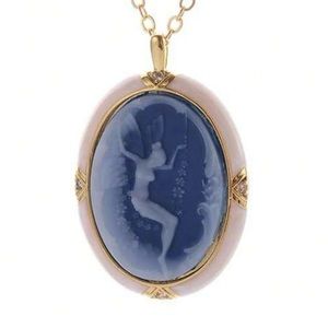 Fairy on Flower Swing~ Magic Ethereal Pixie Angel Positive Relief Cameo Necklace